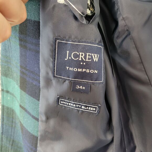 NWT J CREW Blue Green Tartan Plaid Thompson University Blazer Jacket SIZE 34R - Picture 11 of 16